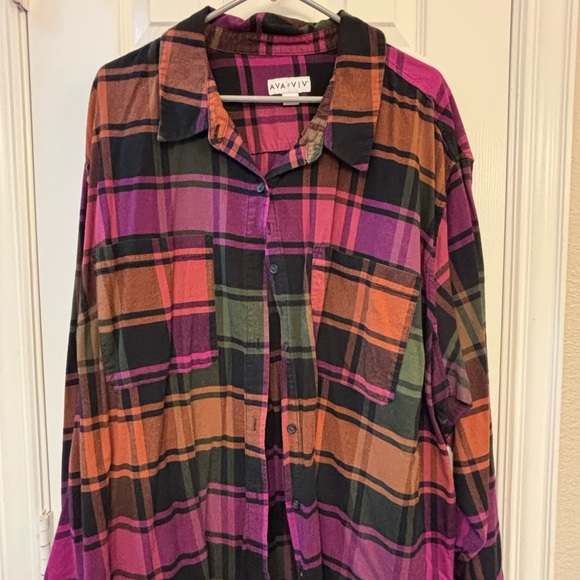 Ava & Viv Multicolor Plaid Shirt - Picture 1 of 1